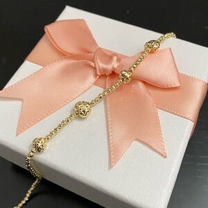 14K Yellow Gold Diamond Cut Bead Heart Bracelet